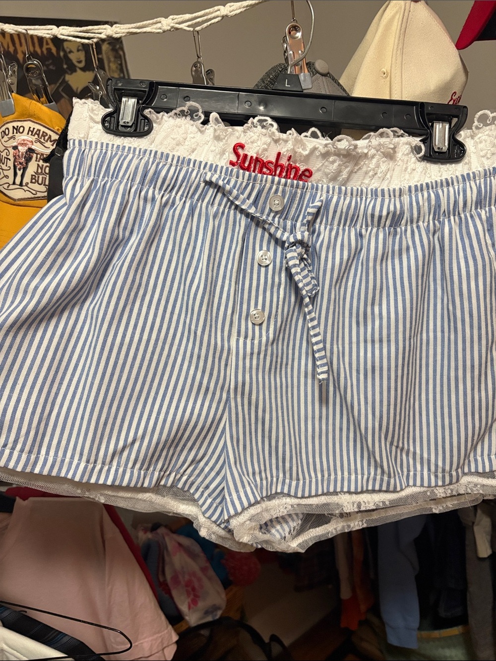 SHEIN Blue and White Striped Crop Top